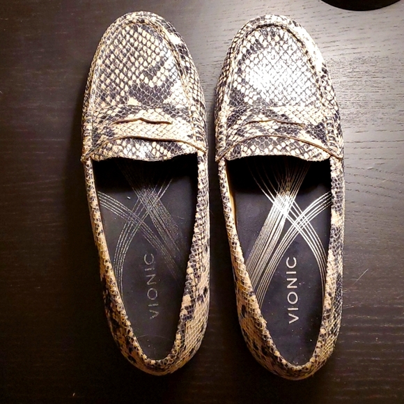 Vionic chill Piper Natural Snakeskin Leather comfort Driving Loafers size 9 - Picture 4 of 4